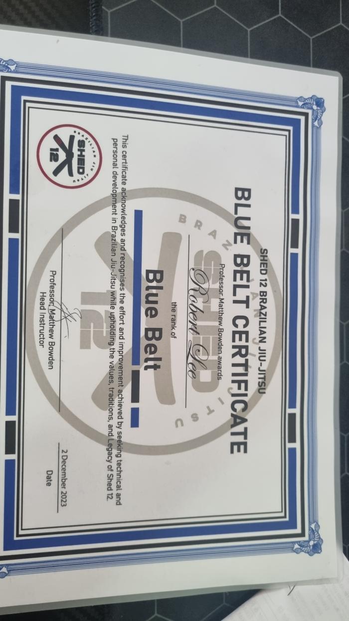 Blue belt · December 2, 2023 · Promoted by Donut