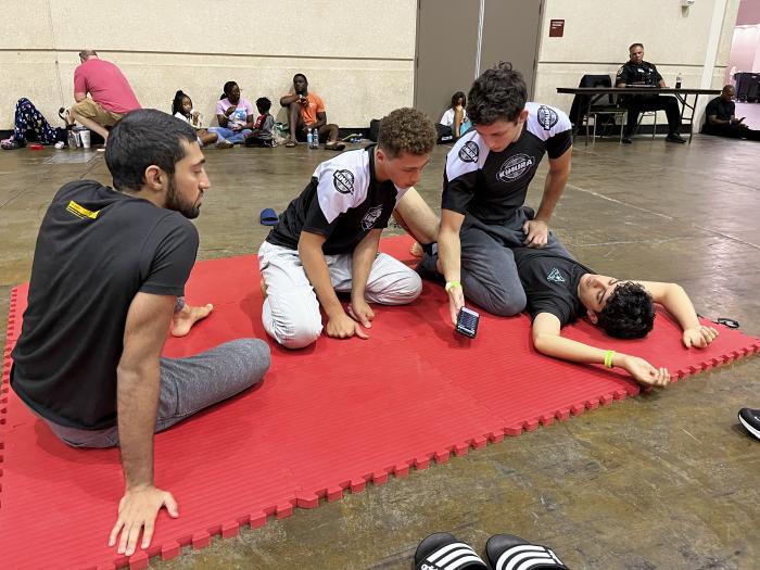 Getting coached before my fight
