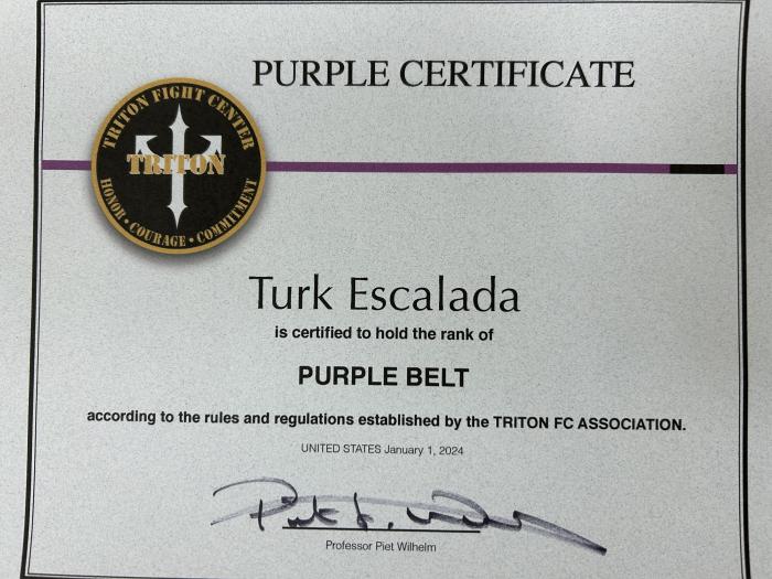 Purple belt · January 1, 2024 · Promoted by Piet Wilhelm