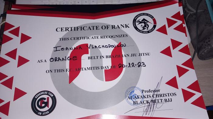 Orange belt · December 20, 2023 · Promoted by Alafakis Christos