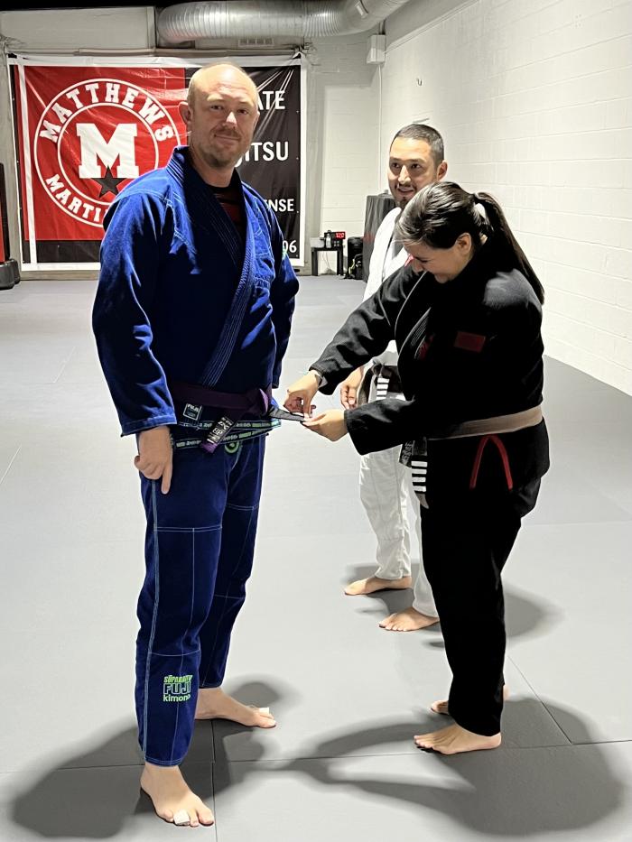 First stripe on the purple