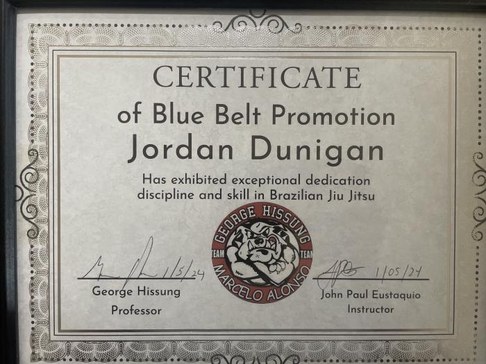 Blue belt · January 5, 2024 · Promoted by George Hissung