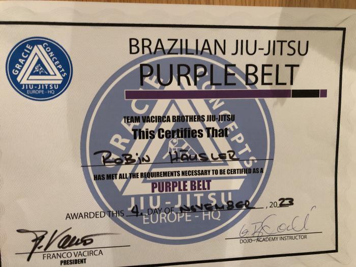 Purple belt · November 4, 2023 · Promoted by Franco Vacirca