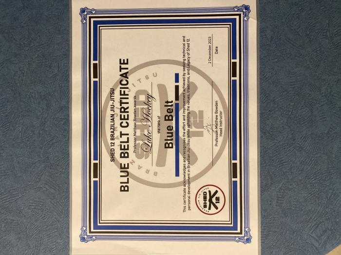 Blue belt · December 2, 2023 · Promoted by Donut