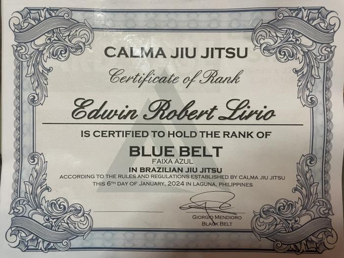 Blue belt · January 6, 2024 · Promoted by Giorgio Mendioro