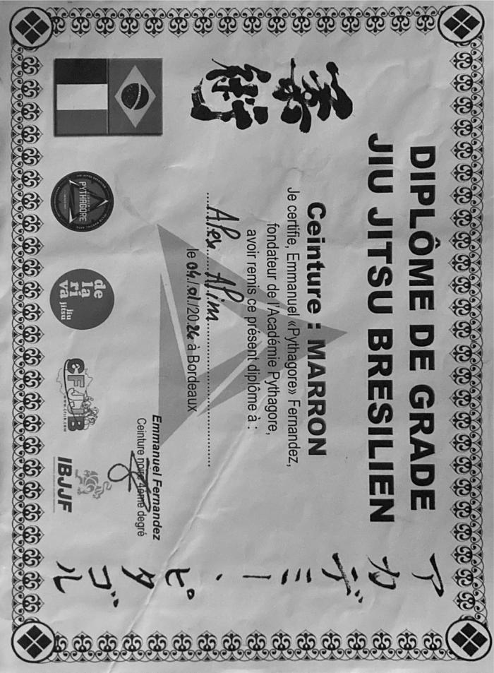Brown belt · January 4, 2024 · Promoted by Emmanuel Fernandez