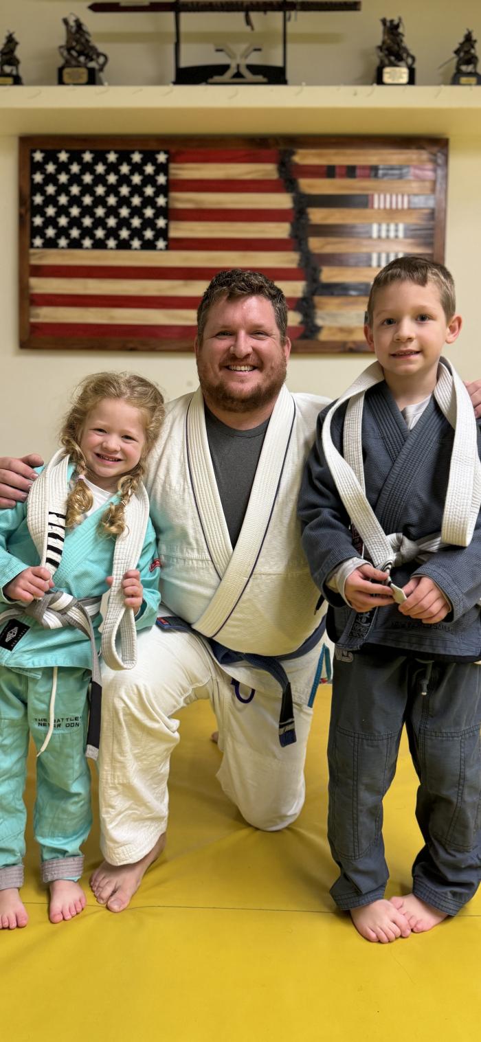 Prior to promotion. Was able promote my to little ones to grey white belts!