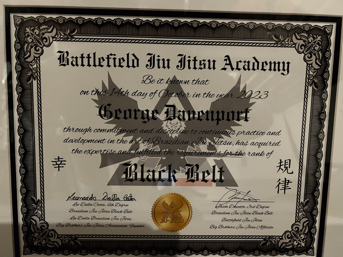 Black belt · October 14, 2023 · Promoted by Jason Doucette