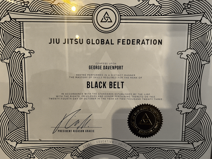 Black belt · October 14, 2023 · Promoted by Jason Doucette