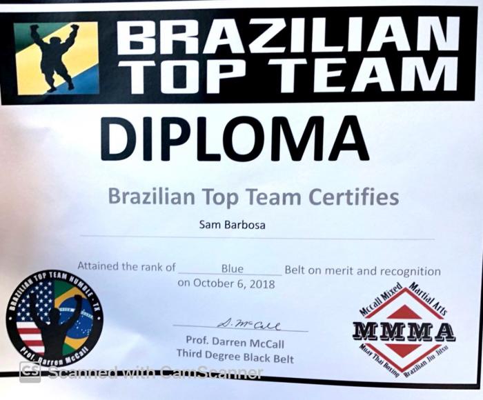 Blue belt · October 6, 2018 · Promoted by Darren McCall
