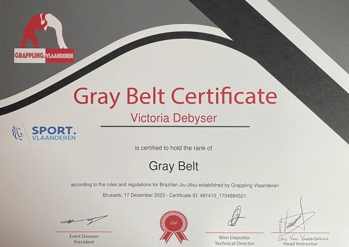 Gray belt · December 17, 2023 · Promoted by Eric Van Vaerenbergh