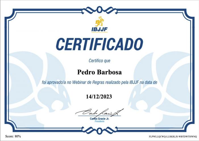 IBJJF Rules Webinar Certificate