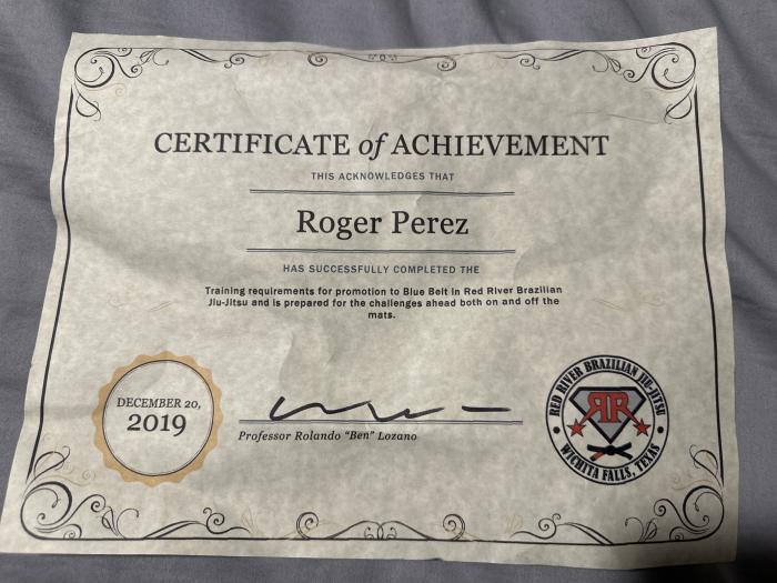 Blue belt · December 20, 2019 · Promoted by Ben Lozano