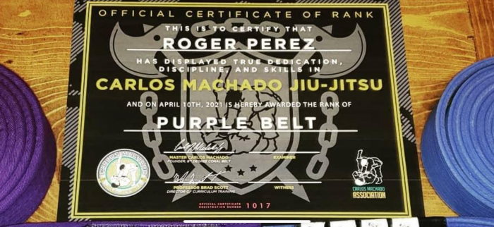 Purple belt · April 10, 2021 · Promoted by Carlos Machado