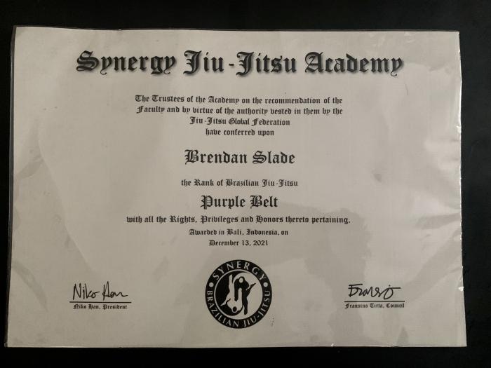 Purple belt · December 13, 2021 · Promoted by Niko Han
