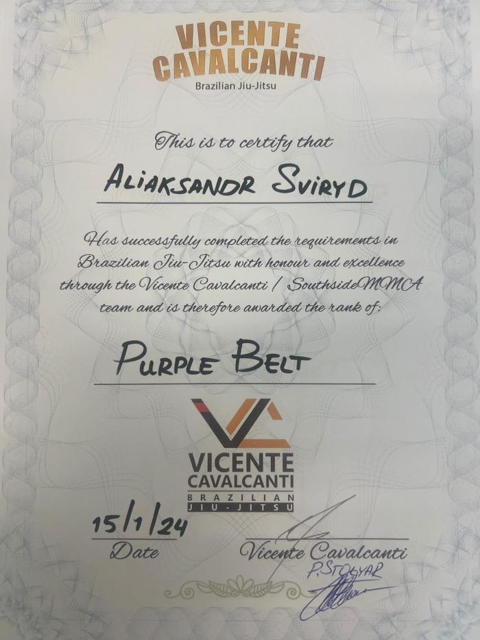 Purple belt · January 15, 2024 · Promoted by Paul Stolyar