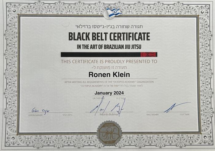 Black belt · January 28, 2024 · Promoted by Saul Sagher