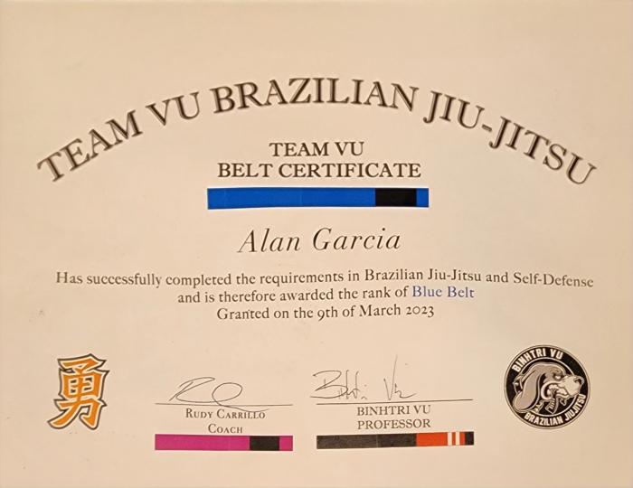 Blue belt · March 10, 2023 · Promoted by Binhtri Vu