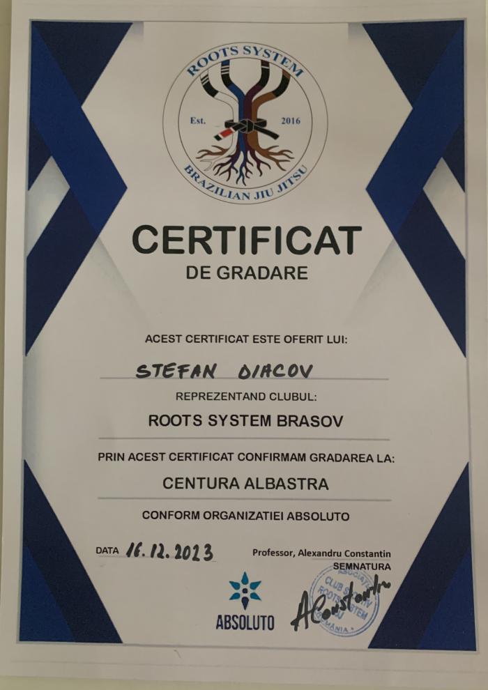 Blue belt · December 16, 2023 · Promoted by Alexandru Constantin