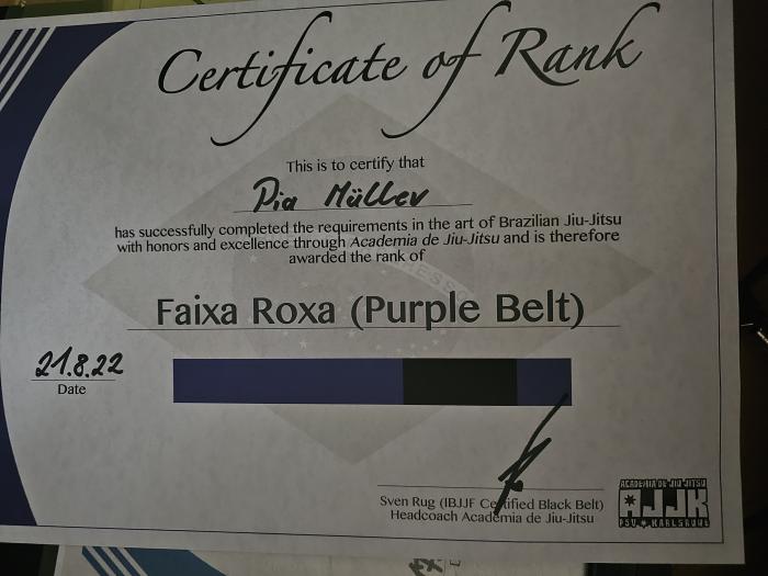 Purple belt · August 21, 2022 · Promoted by Sven Rug
