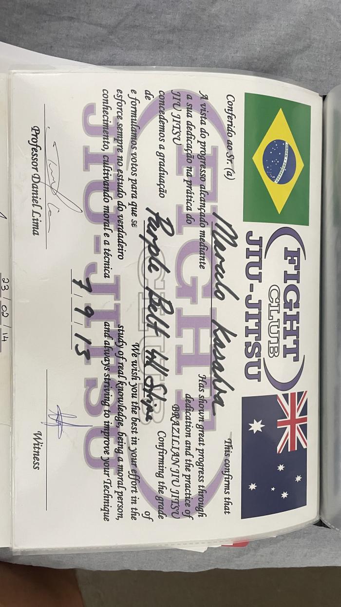 Purple belt · December 4, 2011 · Promoted by Daniel Lima