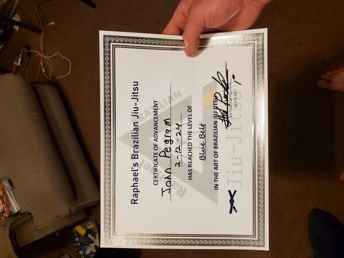 Blue belt · February 12, 2024 · Promoted by Flint Perkins