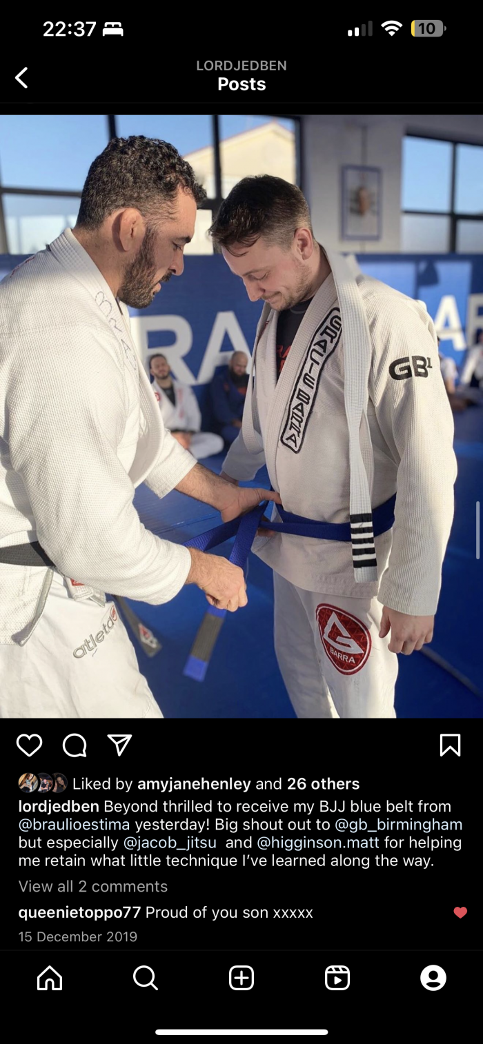 Blue belt · December 15, 2019 · Promoted by Braulio Estima