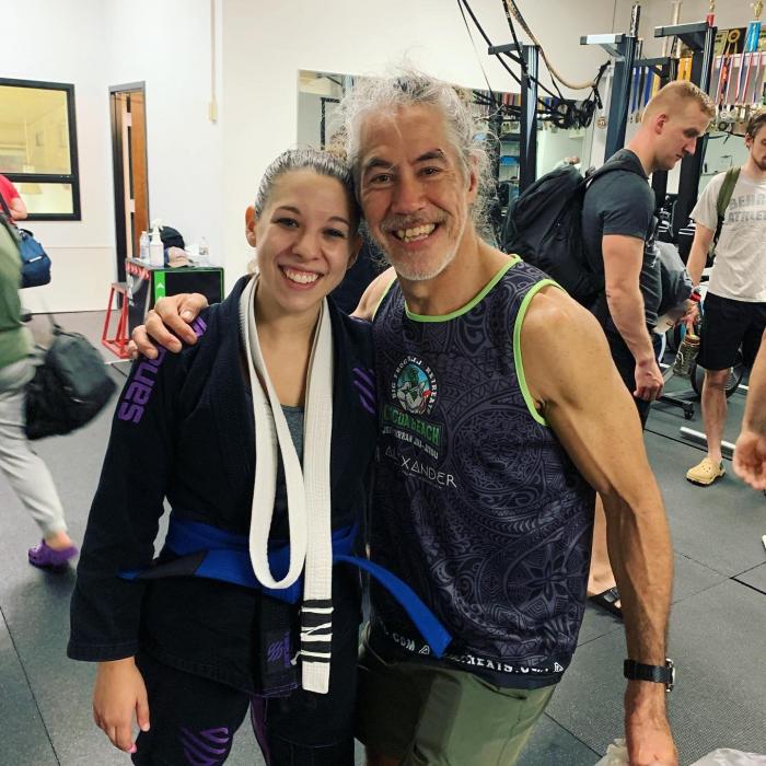 With my buddy purple belt Doug Tussey when I received my blue belt 😊