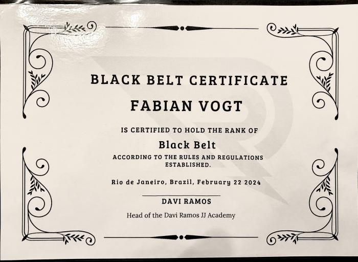 Black belt · February 22, 2024 · Promoted by Davi Ramos