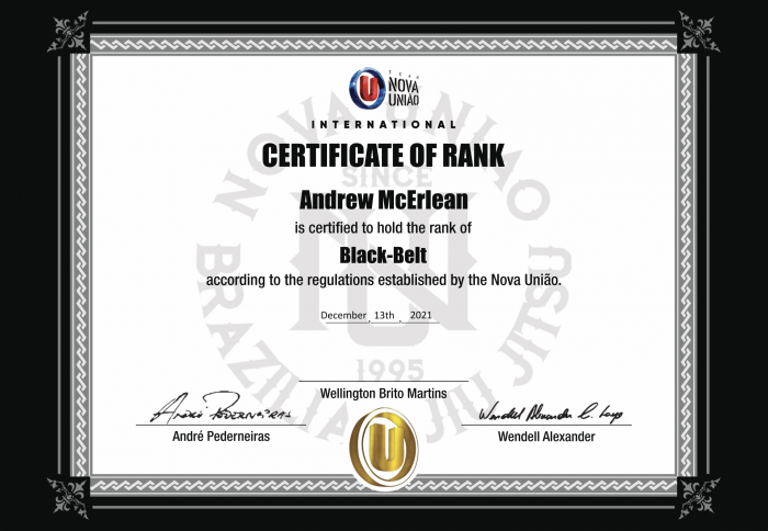 Black belt · January 20, 2022 · Promoted by Wellington Brito