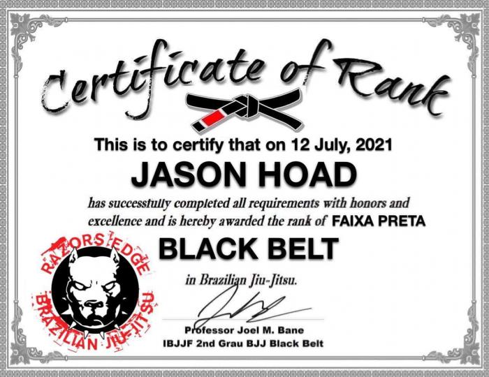 Black belt · July 12, 2021 · Promoted by Joel Bane