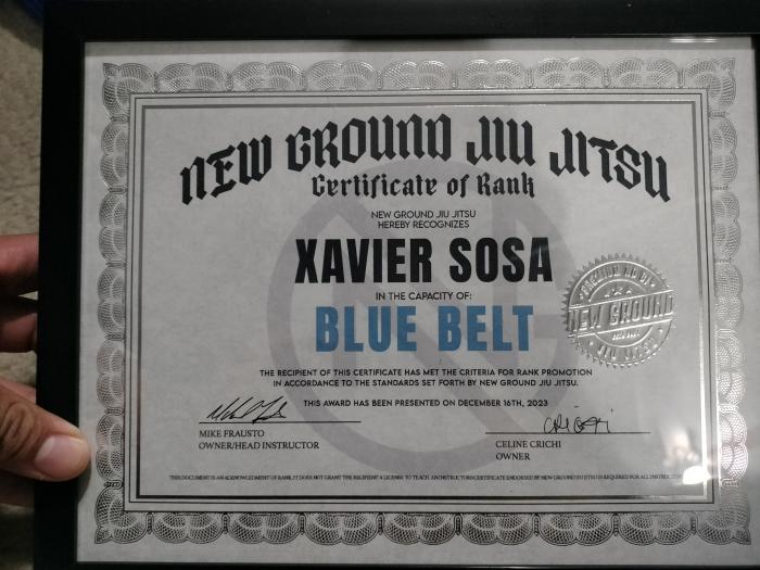 Blue belt · December 16, 2023 · Promoted by Mike Frausto