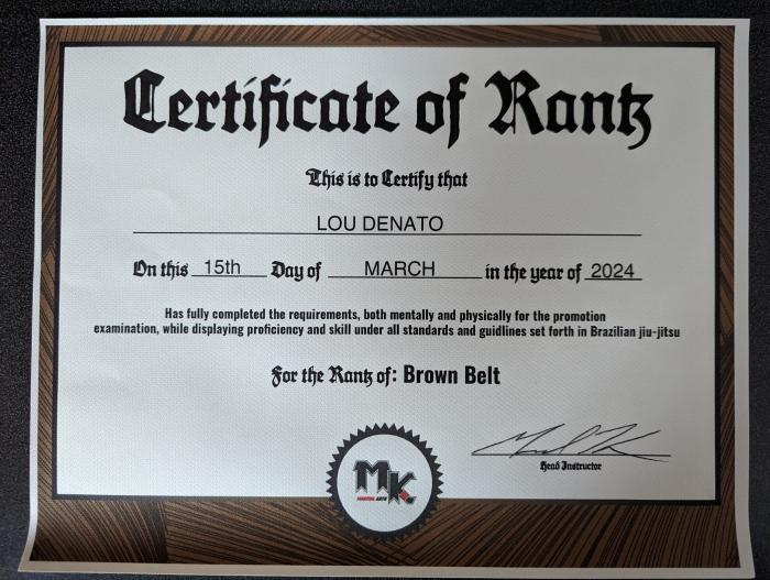 Brown belt · March 15, 2024 · Promoted by Michael Karam