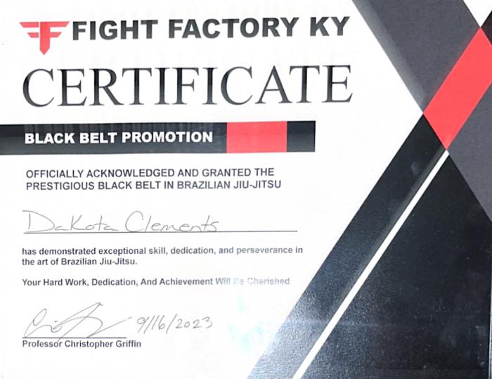 Black belt · September 16, 2023 · Promoted by Christopher Griffin