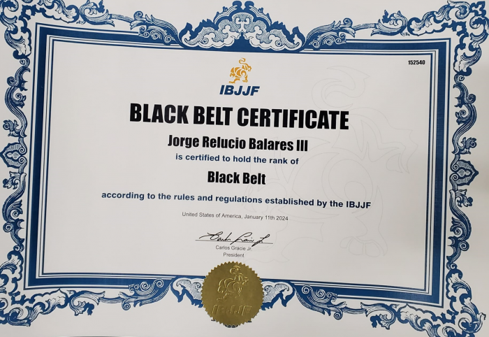 IBJJF Black Belt Certificate