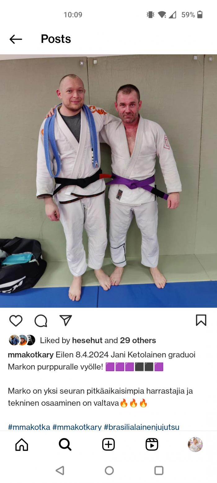 Purple belt · April 8, 2024 · Promoted by Jani Ketolainen