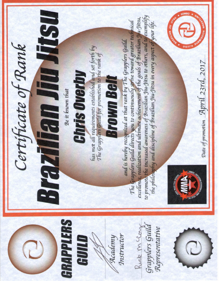 Brown belt · April 23, 2017 · Promoted by Rick McCoy