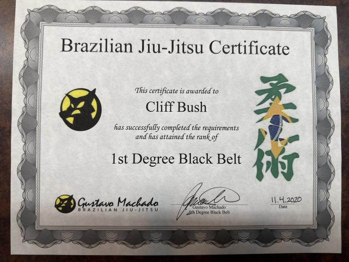 Black belt 1st degree · November 12, 2020 · Promoted by Gustavo Machado