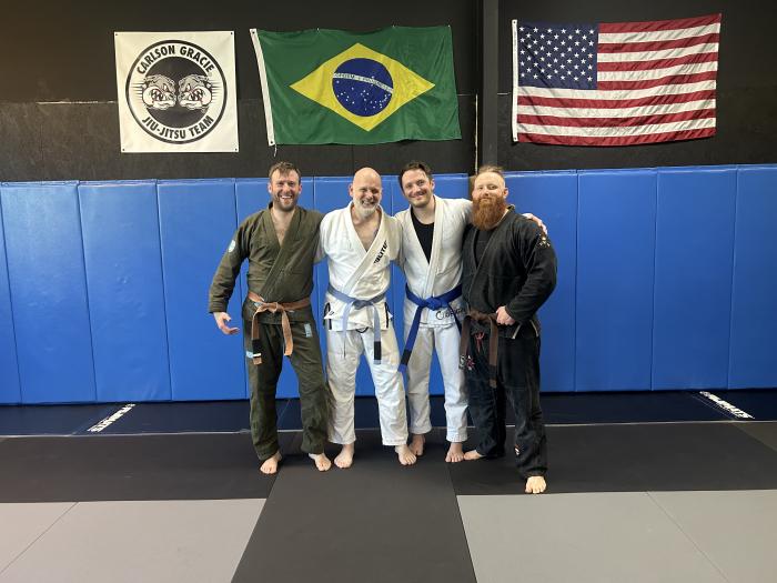 My Blue Belt promotion at Phillip Perkins Seminar. My coaches Dustin Tuggle and Charlie Rawlings