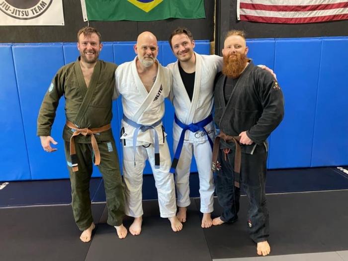 Blue belt · April 13, 2024 · Promoted by Dustin Tuggle & Charlie Rawlings at Phillip Perkins seminar.