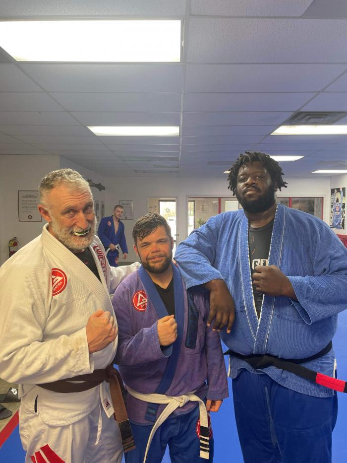 (Left) Ed (middle) my adopted white belt Tommy, (right) yours truly