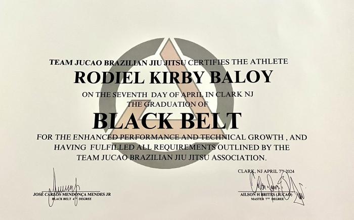 Black belt · April 7, 2024 · Promoted by Master Ailson Brites