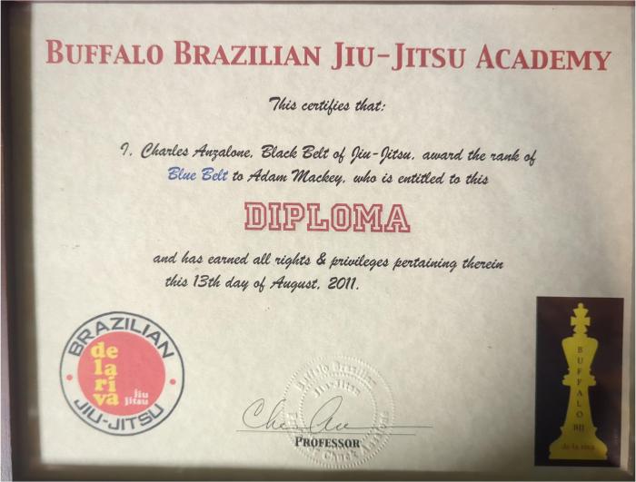 Blue belt · August 13, 2011 · Promoted by Charles Anzalone
