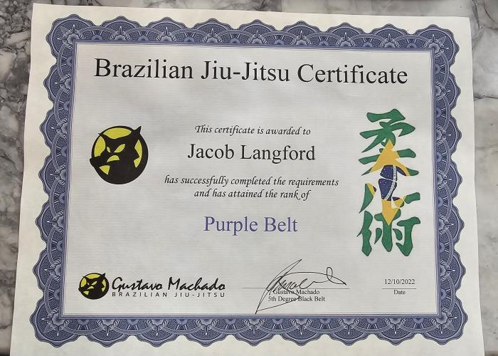 Purple belt · December 10, 2022 · Promoted by Gustavo Machado