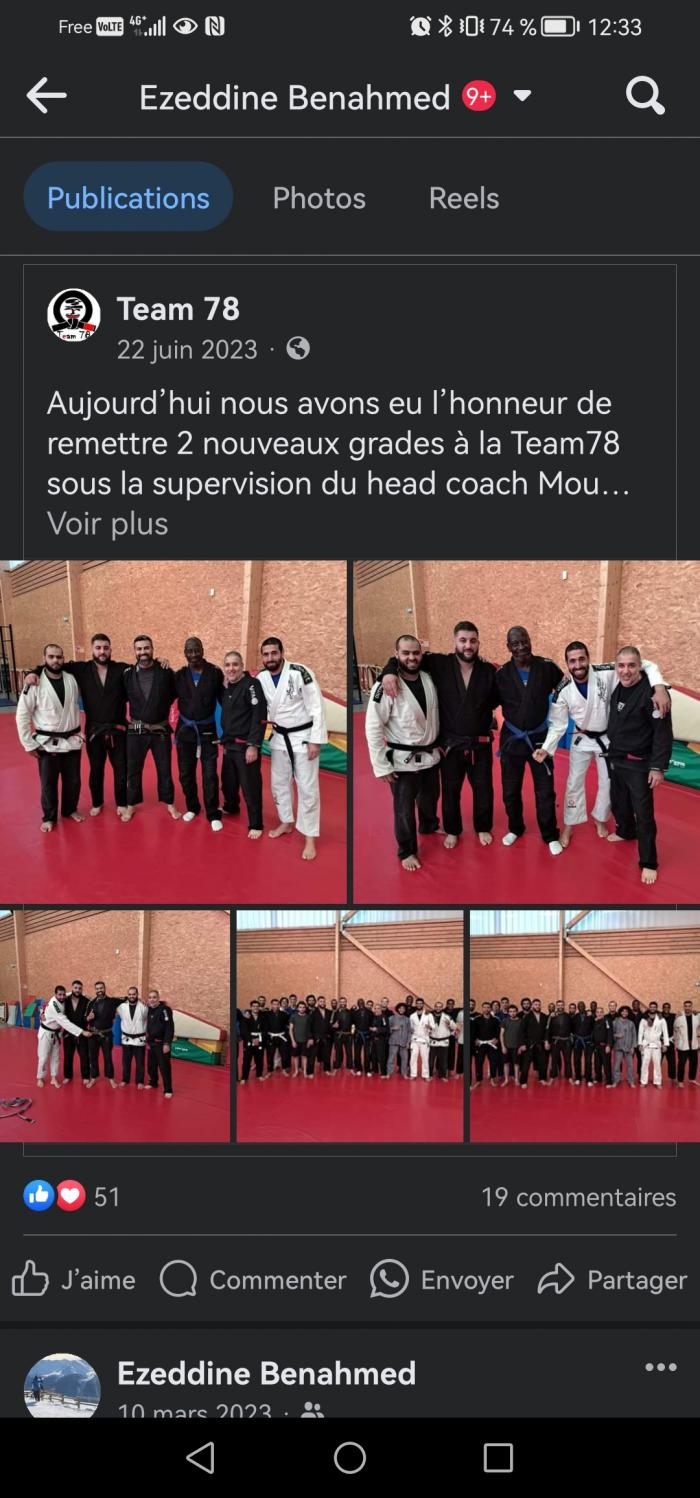 Brown belt · June 22, 2023 · Promoted by Les coachs de la Team78 avec la recommandation du Coach Moussa Submission Team