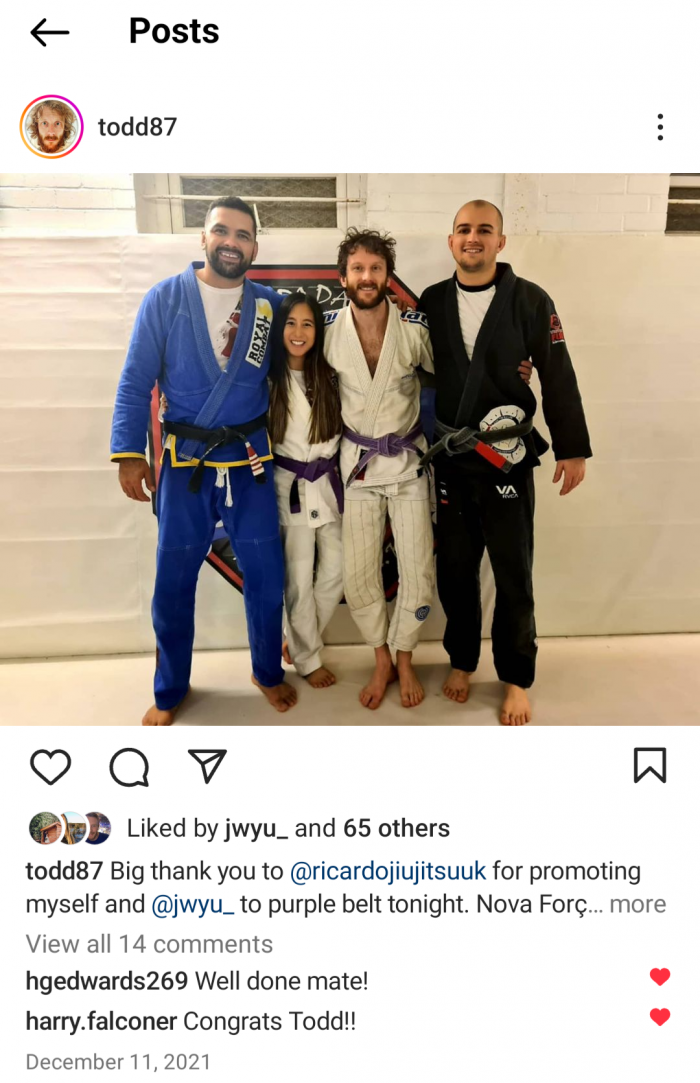 Purple belt · December 11, 2021 · Promoted by Ricardo da Silva