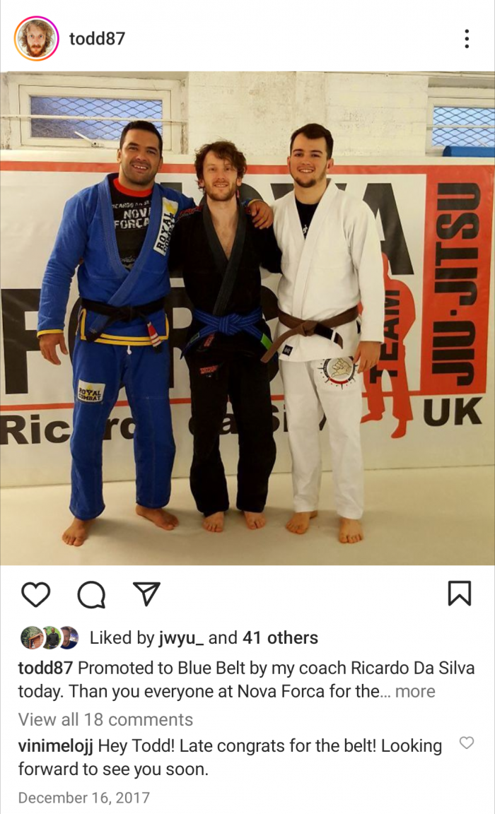 Blue belt · December 16, 2017 · Promoted by Ricardo da Silva