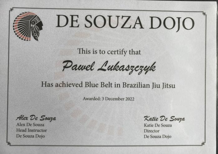 Blue belt · December 5, 2022 · Promoted by Alex De Souza