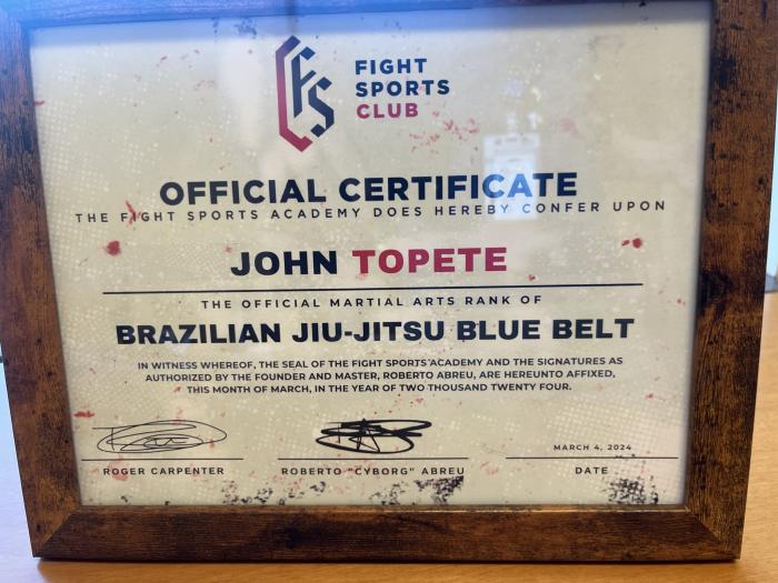 Blue belt · April 9, 2024 · Promoted by Roger Carpenter