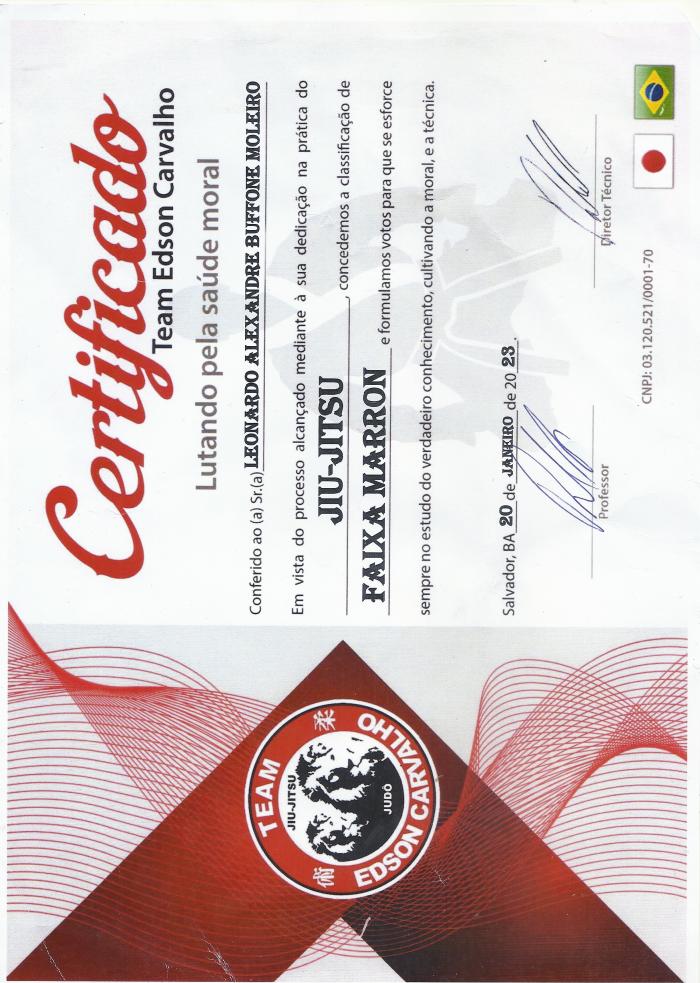 Brown belt · January 20, 2023 · Promoted by Ricardo Carvalho Pinto